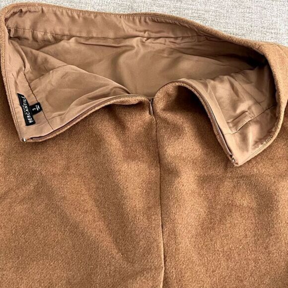 J. Crew Mercantile Women's‎ 2 Brown Wool Blend Back Zip Knee-Length Skirt - Picture 7 of 11